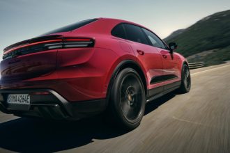 Porsche All-Electric Macan GTS in red
