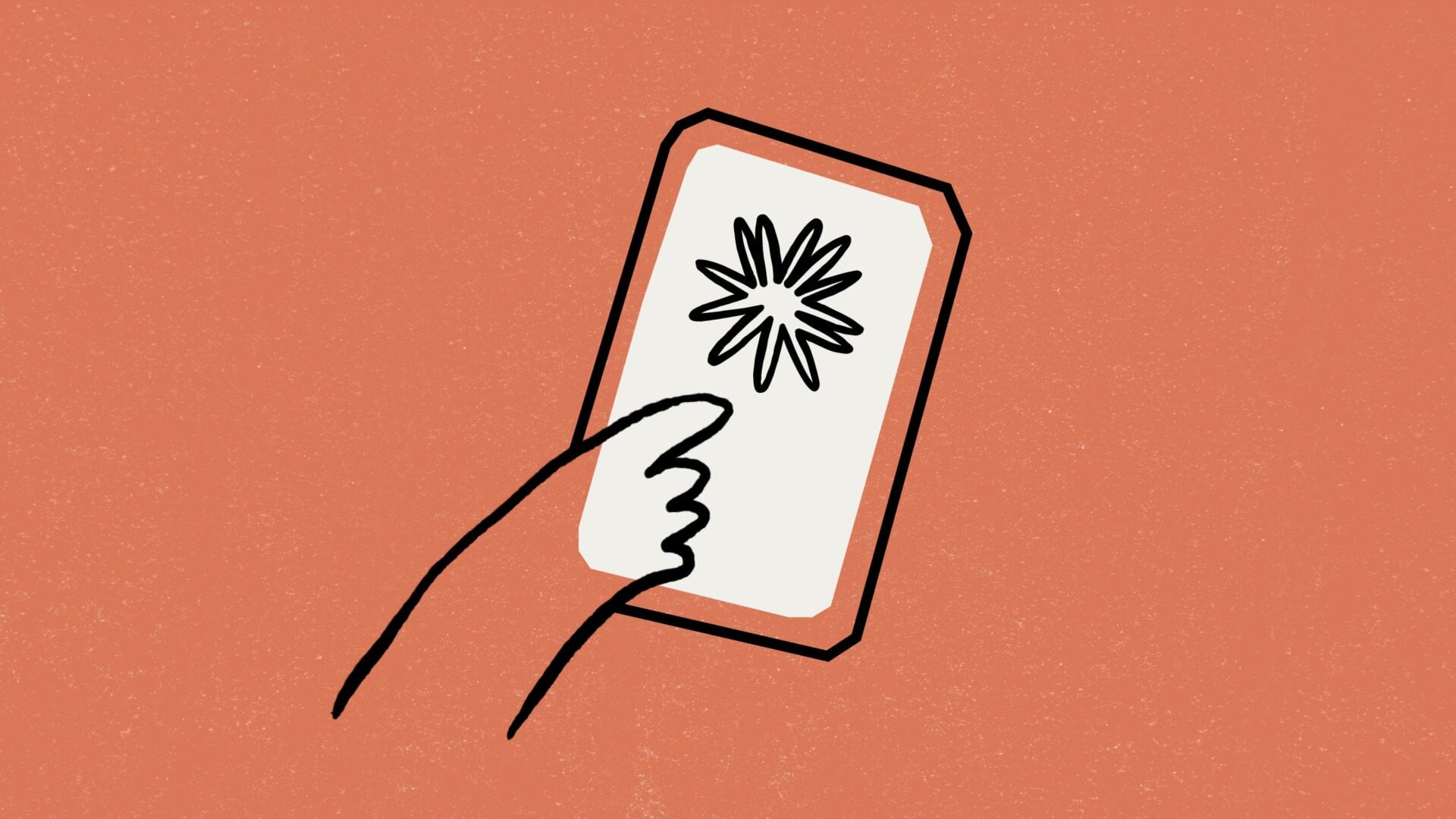 An illustration that shows the logo for Anthropic displayed on a smartphone screen with a hand reaching to touch it