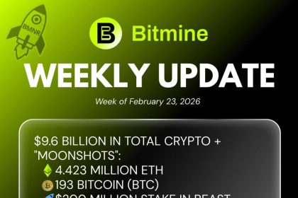 Bitmine Immersion Technologies (BMNR) Announces ETH Holdings Reach 4.423 Million Tokens, And Total Crypto And Total Cash Holdings Of $9.6 Billion