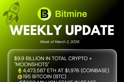 Bitmine Immersion Technologies (BMNR) Announces ETH Holdings Reach 4.474 Million Tokens, And Total Crypto And Total Cash Holdings Of $9.9 Billion