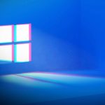 Windows logo on a dark blue background.