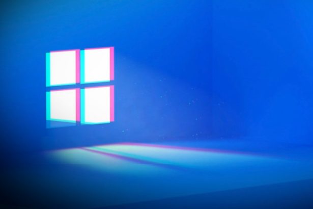 Windows logo on a dark blue background.