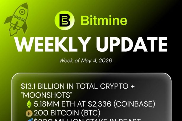 Bitmine Immersion Technologies (BMNR) Announces ETH Holdings Reach 5.18 Million Tokens, And Total Crypto And Total Cash Holdings Of $13.1 Billion