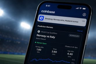 Coinbase app displaying a false World Cup alert that exposed the proof gap in prediction marketsCoinbase app displaying a false World Cup alert that exposed the proof gap in prediction markets