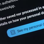 Screenshot of personal data warning