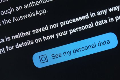 Screenshot of personal data warning
