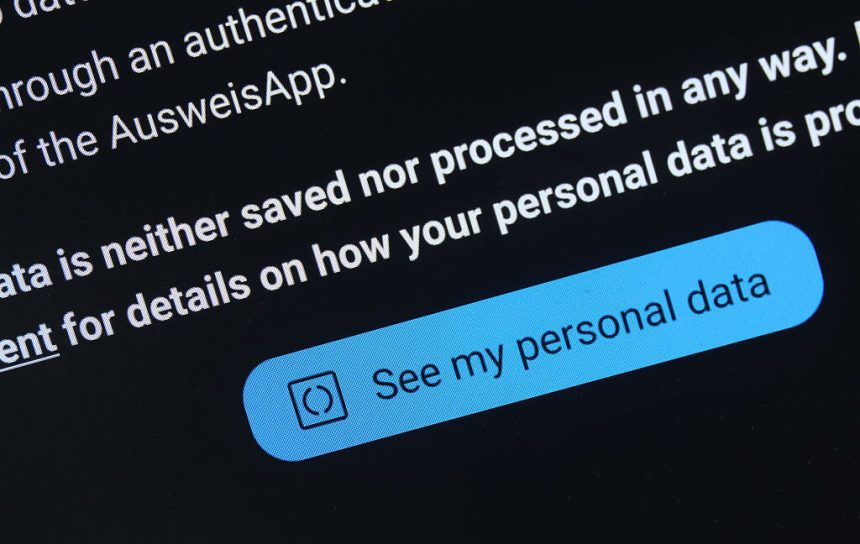 Screenshot of personal data warning