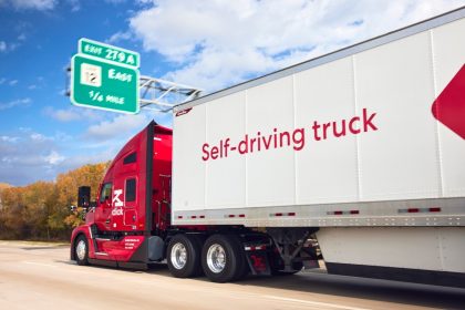 self-driving truck on the road