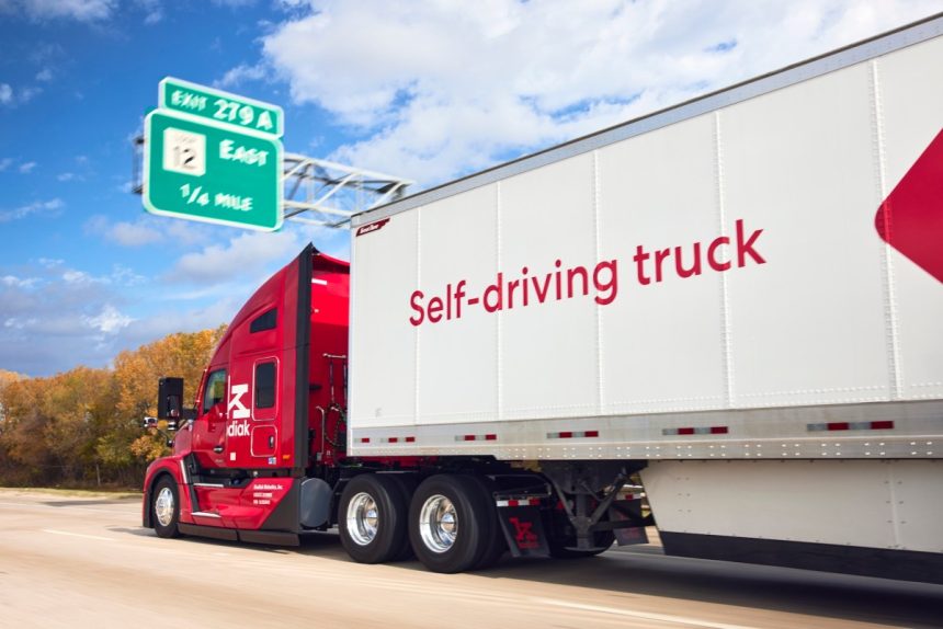 self-driving truck on the road