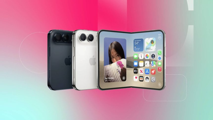 The white and black iPhone Duo against a red/green gradient CNET background.